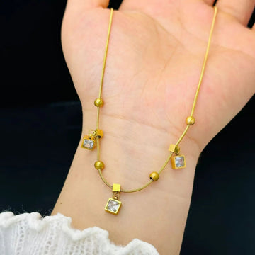Cambell Cz Charm Necklace -18K