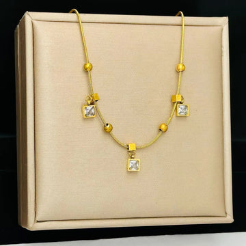 Cambell Cz Charm Necklace -18K