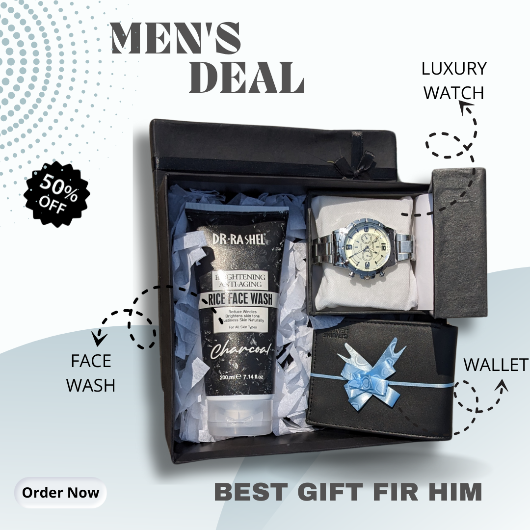 Men's Daily Essentials kit - includes Face wash , watch & Wallet